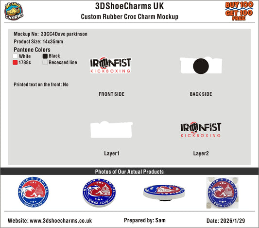 Custom 3D Rubber Clog Charms - 33CC4Dave parkinson260129