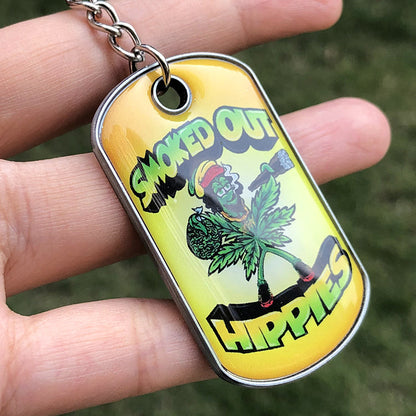 Custom Metal Dog Tag Keychain with Doming