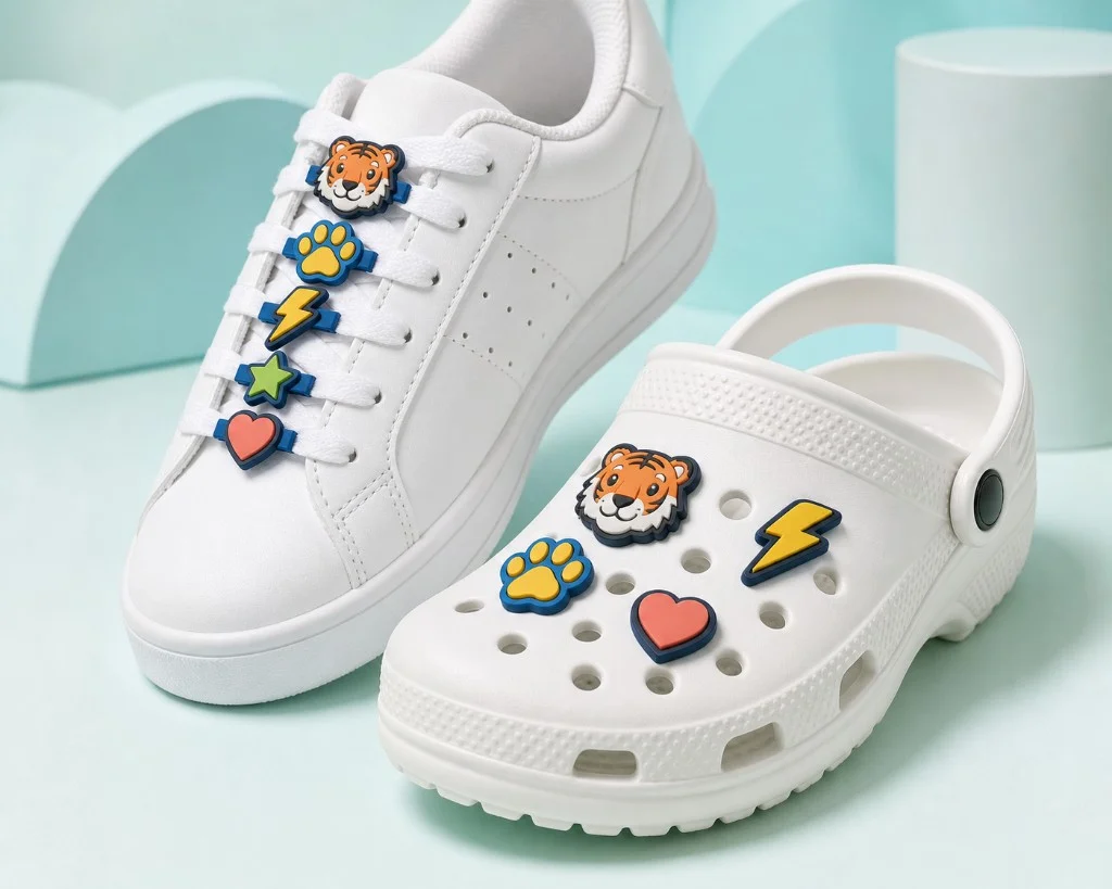 Personalised clog charms and shoe charms on clogs